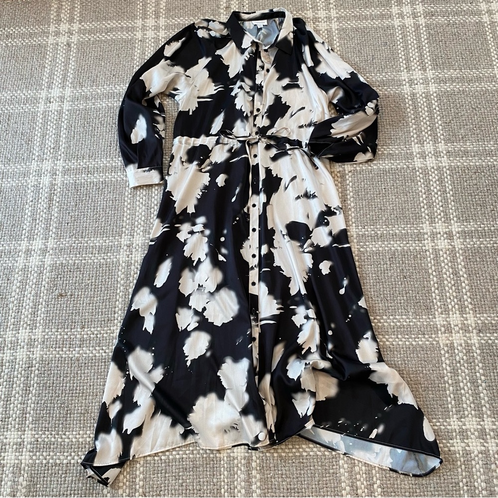 Topshop floral channeled waist printed maxi shirt dress